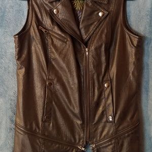 Black leather vest